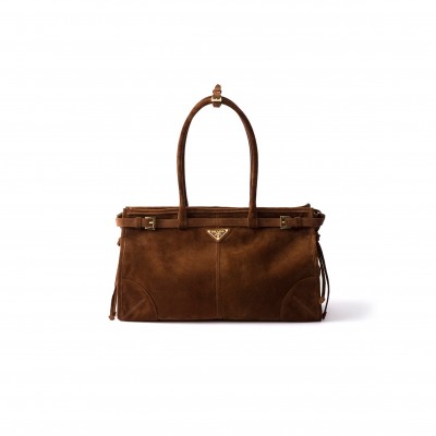 PRADA BONNIE LARGE SUEDE HANDBAG 1BA433 (38*24*12cm)